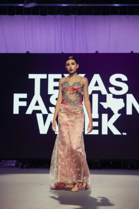 Embroidered Sheer Rose Gown with Crystal Bodice