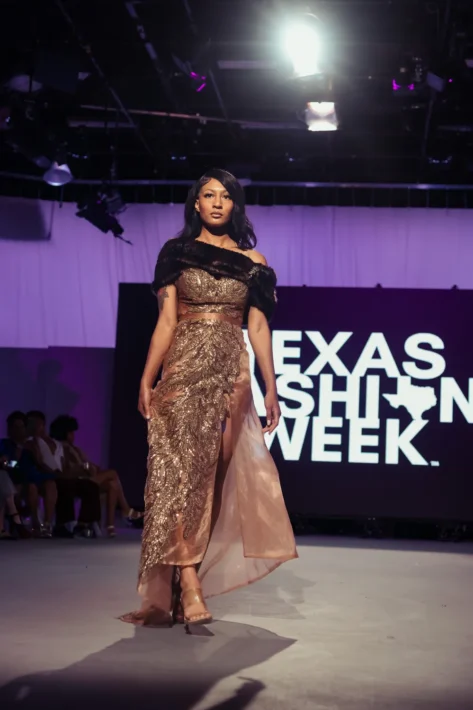 Champagne Gold Embroidered Gown with Velvet Cape