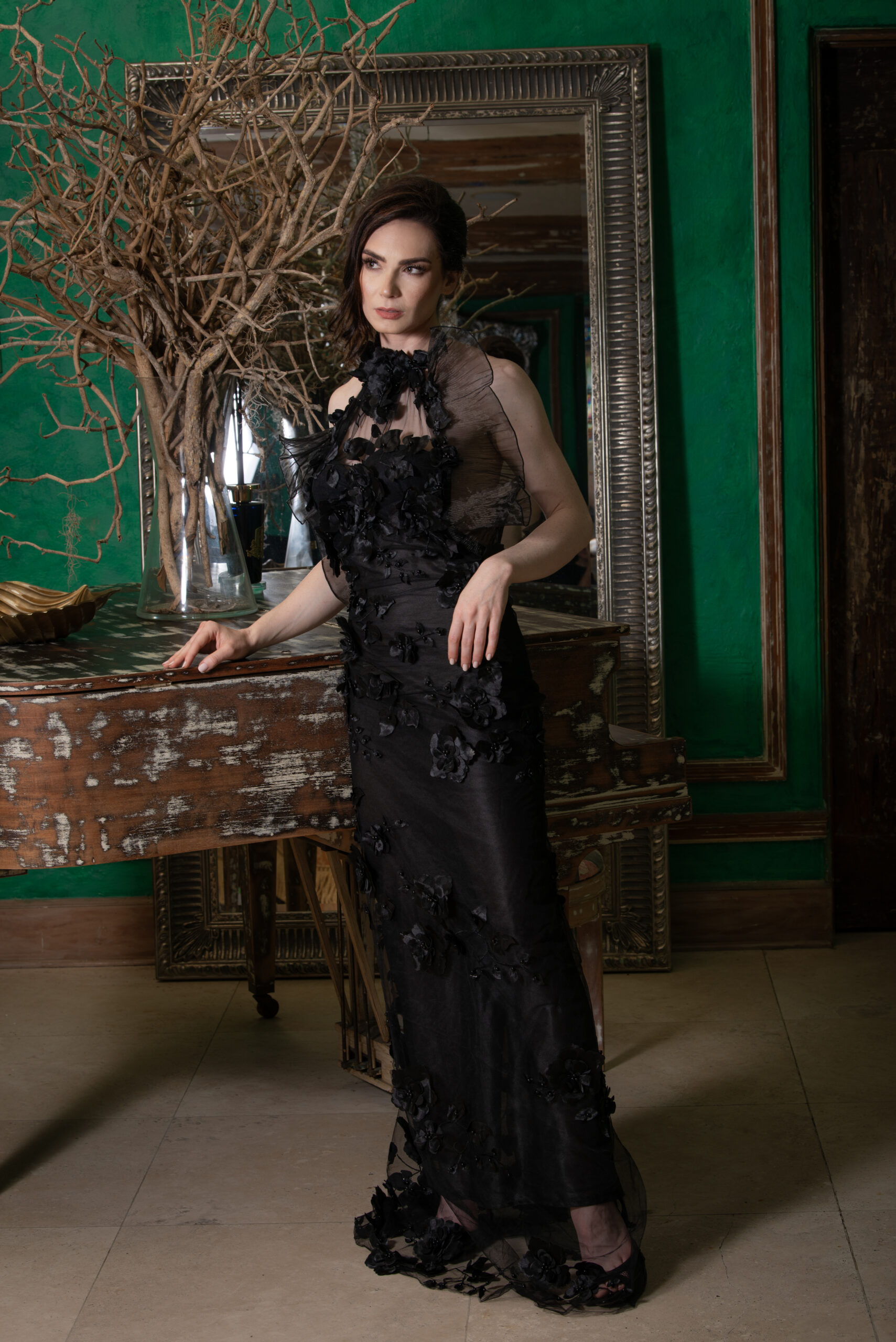 Noir Whisper Gown – Sleek Mystery - Image 2